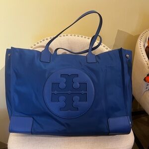 Large Nylon Tory Burch Blue Tote Bag